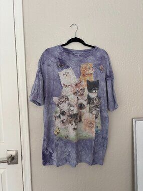 The Mountain 10 Kittens Purple Tie Dye T Shirt Size Mens XL 100% Cotton 2017